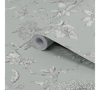 Laura Ashley Elderwood Duck Egg Floral Smooth Wallpaper Sample