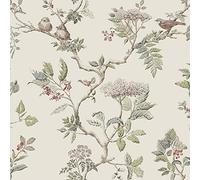 Laura Ashley Elderwood Neutral Floral Smooth Wallpaper