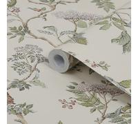 Laura Ashley Elderwood Neutral Floral Smooth Wallpaper Sample