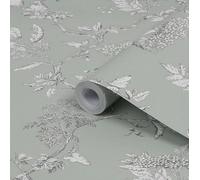 Laura Ashley Elderwood Sage Floral Smooth Wallpaper