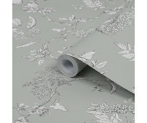 Laura Ashley Elderwood Sage Floral Smooth Wallpaper