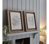 Laura Ashley Elderwood Set of 2 Floral & Birds Framed Floating Canvases