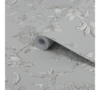 Laura Ashley Elderwood Steel Floral Smooth Wallpaper Sample