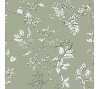 Laura Ashley Elderwood Wallpaper - Sage Green - 10m