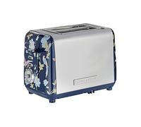 Laura Ashley Elveden Navy 2 Slice Toaster with Wide Slots & Warming Rack - Easy to Use Multi Functional Bread Toaster 2 Slice with Dual Controls, High Lift Lever, 7 Browning Levels, Defrost & Reheat