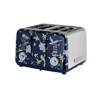 Laura Ashley Elveden Navy 4 Slice Toasters Wide Slots By VQ | Multi-Functional 4 Slot Toaster Stainless Steel with 7 Variable Browning Control, Defrost & Reheat Modes | Bread Toaster with Warming Rack