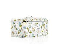 Laura Ashley Elveden White Floral Design Bread Bin Set With Curved And Rectangular Metal Storage Tins