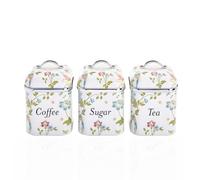 Laura Ashley White Floral 3 Piece Kitchen Canister Set