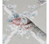 Laura Ashley Elwyn Done Grey Floral Smooth Wallpaper