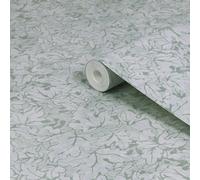 Laura Ashley Faded Glamour Corrina Leaf Mineral Green Smooth Wallpaper