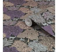 Laura Ashley Faded Glamour Garwood Grove Violet Grey Smooth Wallpaper