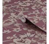 Laura Ashley Faded Glamour Pale Blackberry Summerhill Patterned Smooth Wallpaper