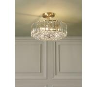 Laura Ashley Fernhurst Crystal Semi Flush Ceiling Light Antique Brass