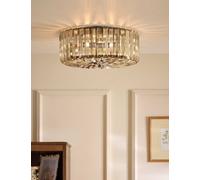 Laura Ashley Fernhurst Metal & Crystal Semi Flush Ceiling Light Antique Brass