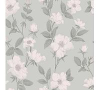 Laura Ashley Fleurir Smoke Green Floral Wallpaper 114917