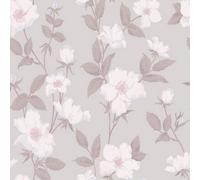 Laura Ashley Fleurir Sugared Violet Floral Smooth Wallpaper