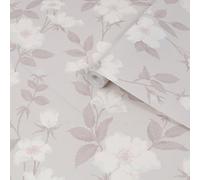 Laura Ashley Fleurir Sugared Violet Floral Smooth Wallpaper Sample