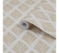Laura Ashley Florin Gold Effect Geometric Smooth Wallpaper Sample