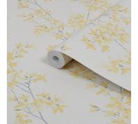 Laura Ashley Forstyhia Sunshine Floral Smooth Wallpaper Sample