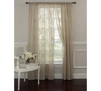 Laura Ashley Frosting Sheer Curtain with Rod Pocket, Panel Measures 52" W x 63" L, Taupe, 1 Panel