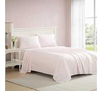 Laura Ashley - Full Bed Sheets, Crisp & Cool Cotton Percale Bedding with Matching Pillowcases, Lightweight Bed Set, Oeko-Tex Certified (Floral Toile Pink)