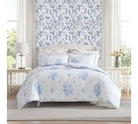 Laura Ashley - Full/Queen Duvet Cover Set, Plain Weave Cotton Bedding with Matching Shams, Button Closure, Lightweight for Year Round Use, Oeko-Tex Certified (Sophia Blue)