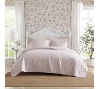 Laura Ashley - Full/Queen Quilt Set, Breathable Premium Cotton Bedding with Matching Sham(s), Super Soft Floral Bedding Essentials (Marta Stripe Pink, Full/Queen)