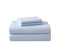 Laura Ashley - Full Sheet Set, Cotton Flannel Bedding, Brushed for Extra Softness & Comfort (Serene Blue, Full)