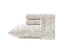 Laura Ashley - Full Sheet Set, Super Soft Cotton Percale Bedding Set with Matching Shams, Oeko-Tex Certified (Bonnie Pink, Full)