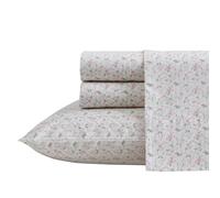 Laura Ashley - Full Sheets, Cotton Percale Bedding Set, Lightweight & Breathable Home Decor (Evie Pink, Full)