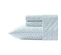Laura Ashley - Full Sheets, Super Soft Cotton Percale Bedding Set with Match Pillowcases, Breathable Essentials (Evie Blue, Full)