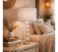 Laura Ashley Glass And Silver Crescent Table Lamp With 30Cm Ivory Shade