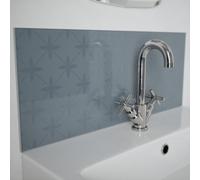 Laura Ashley Chalk Blue Wicker Glass Self-Adhesive Bathroom Splashback (H)25Cm (W)60Cm