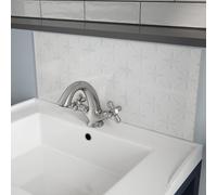 Laura Ashley Glass Self-Adhesive Bathroom Splashback (H)25Cm (W)60Cm - Matt Pearl White Wicker