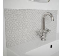 Laura Ashley Glass Self-Adhesive Bathroom Splashback (H)25Cm (W)60Cm - Matt Slate White Mr Jones