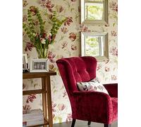 Laura Ashley Gosford Cranberry Wallpaper White