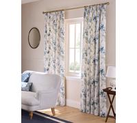 Laura Ashley Gosford Pure Cotton Floral Curtains Blue Mix