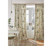 Laura Ashley Gosford Pure Cotton Pencil Pleat Curtains Green Mix