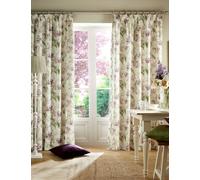 Laura Ashley Gosford Pure Cotton Pencil Pleat Curtains Purple Mix