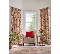 Laura Ashley Gosford Pure Cotton Pencil Pleat Curtains Red Mix