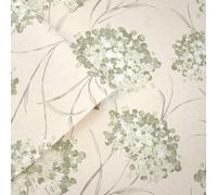 Laura Ashley Green & White Floral Classic Smooth Wallpaper