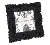 Laura Ashley - Handmade Resin Picture Frame with Easel and Hook for Tabletop and Wall, Decorative Floral Design for Home Decor, Photo Gallery, Art and More (4x4 Inch, Black)