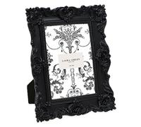 Laura Ashley - Handmade Resin Picture Frame with Easel and Hook for Tabletop and Wall, Decorative Floral Picture Frame for Home Decor, Photo Gallery, Art and More (4x4 Inch, Gold)