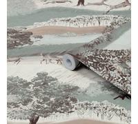 Laura Ashley Hartingdon Cream & Green Landscape Smooth Wallpaper