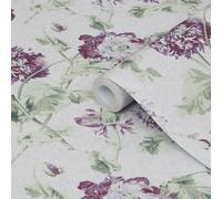 Laura Ashley Hepworth Grape Floral Smooth Wallpaper