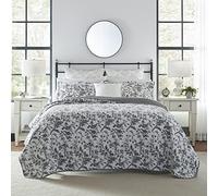Laura Ashley Home Amberley Collection Luxury Premium Ultra Soft Quilt Coverlet, Comfortable 3 Piece Bedding Set, All Season Stylish Bedspread, King, Black & White
