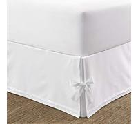 Laura Ashley Home - Corner Tied Tailored Bedskirt, Luxury Bedroom Decor, Wrinkle & Fade Resistant (White, King)