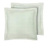 Laura Ashley Home - Euro Sham Set, Smooth Cotton Shams with Envelope Closure, Lightweight & Stylish Home Decor (Ticking Stripe Green, 2 Piece)