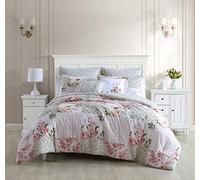 Laura Ashley Home - King Comforter Set, Reversible Cotton Bedding, Includes Matching Shams with Bonus Euro Shams & Throw Pillows (Ailyn Pink, King)