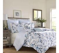 Laura Ashley Home - King Comforter Set, Reversible Cotton Bedding with Matching Shams, Stylish Home Decor for All Seasons (Chloe Blue, King)